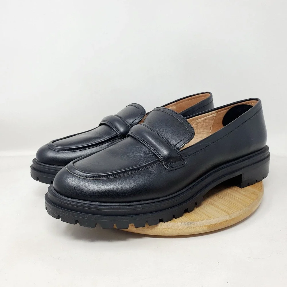 Madewell Chunky Loafer Womens 11 Bradley Black‎ Leather Platform Lug Sole Shoes